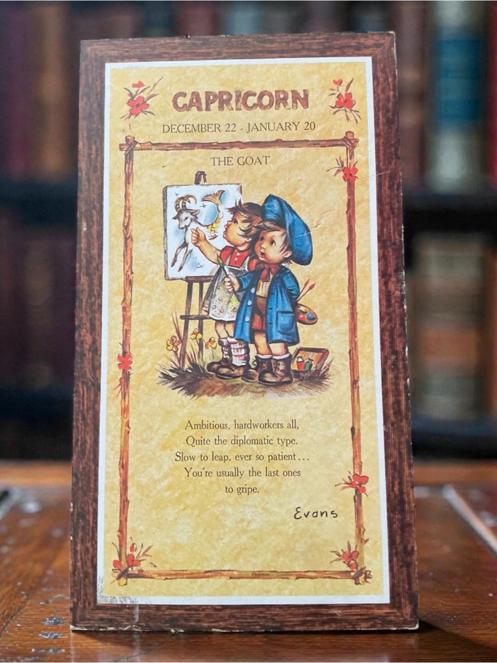 Capricorn Zodiac Plaque Wall Art - Yellow & Brown